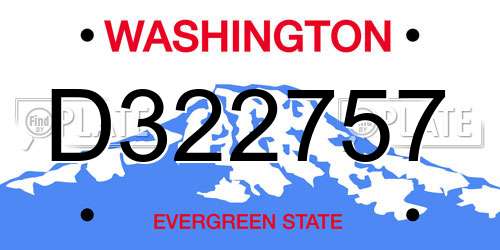 D322757 Washington License Plate