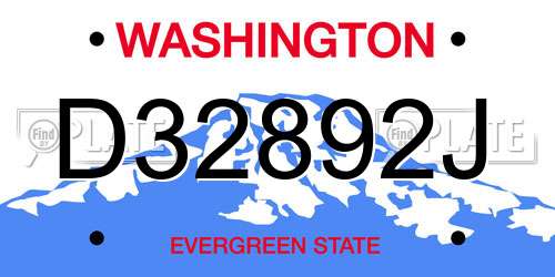 D32892J Washington License Plate