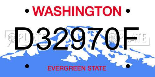D32970F Washington License Plate