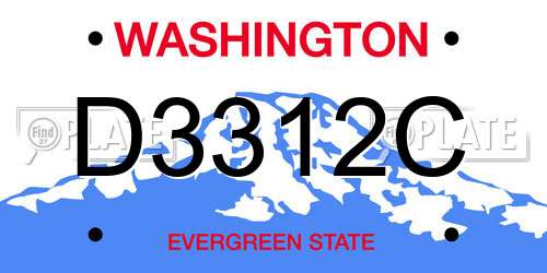 D3312C Washington License Plate