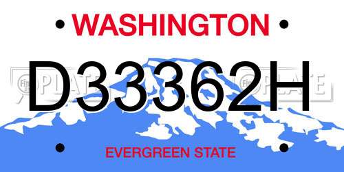 D33362H Washington License Plate