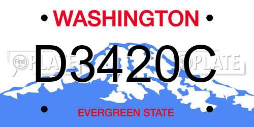 D3420C Washington License Plate