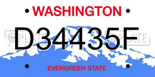 D34435F Washington License Plate