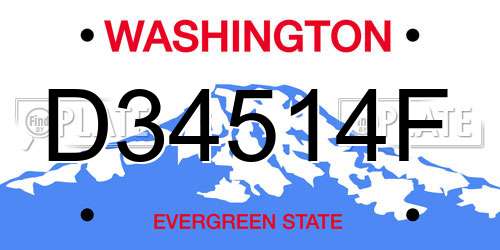 D34514F Washington License Plate