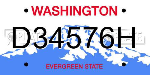 D34576H Washington License Plate