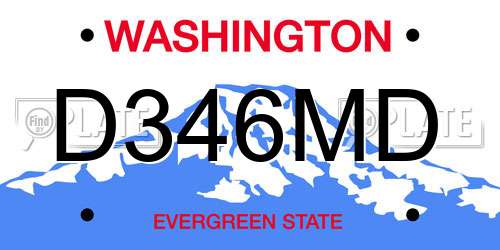 D346MD Washington License Plate