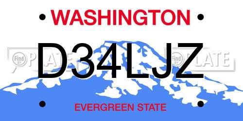 D34LJZ Washington License Plate