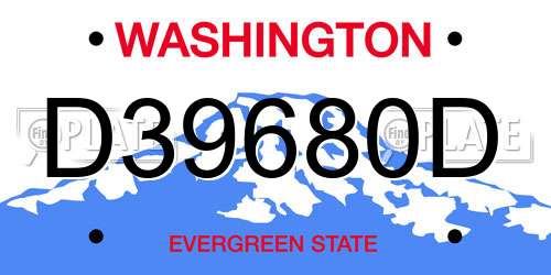 D39680D Washington License Plate