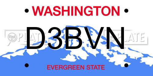 D3BVN Washington License Plate