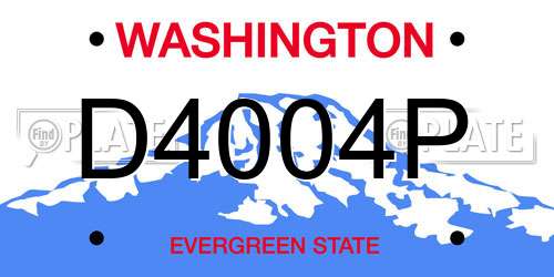 D4004P Washington License Plate