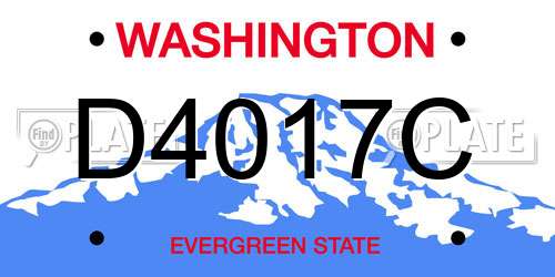 D4017C Washington License Plate