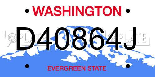 D40864J Washington License Plate