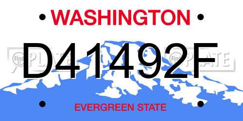 D41492F Washington License Plate