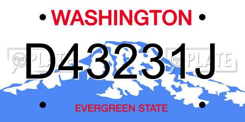 D43231J Washington License Plate