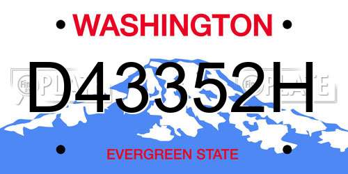 D43352H Washington License Plate