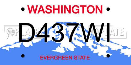 D437WI Washington License Plate