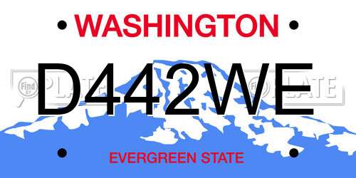 D442WE Washington License Plate