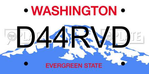 D44RVD Washington License Plate