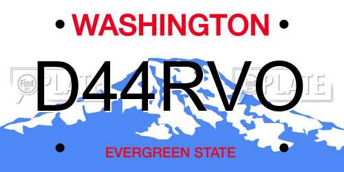 D44RVO Washington License Plate