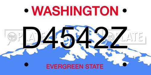 D4542Z Washington License Plate