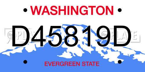 D45819D Washington License Plate