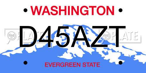 D45AZT Washington License Plate