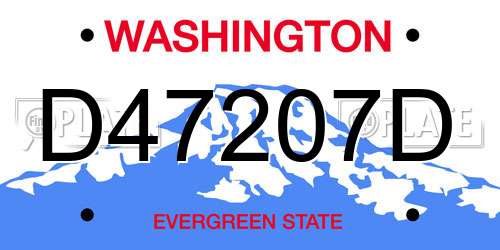 D47207D Washington License Plate