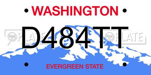 D484TT Washington License Plate