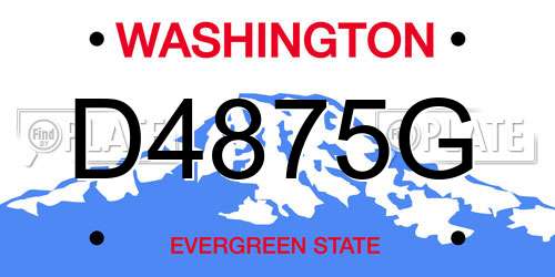 D4875G Washington License Plate