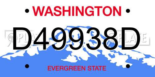 D49938D Washington License Plate