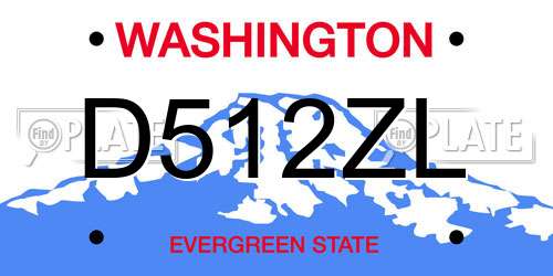D512ZL Washington License Plate