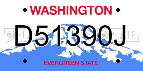 D51390J Washington License Plate