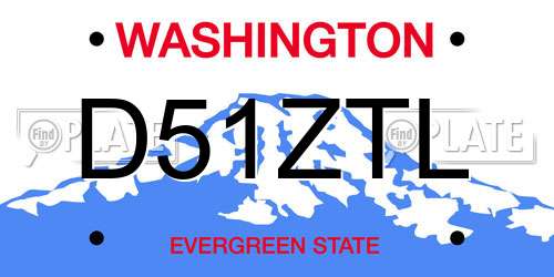 D51ZTL Washington License Plate