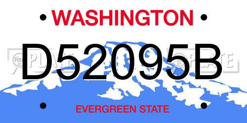 D52095B Washington License Plate
