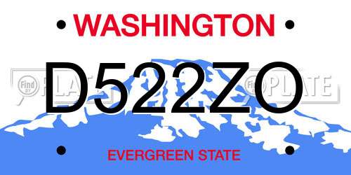 D522ZO Washington License Plate