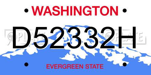 D52332H Washington License Plate