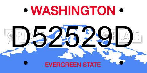 D52529D Washington License Plate