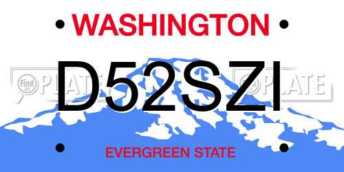 D52SZI Washington License Plate