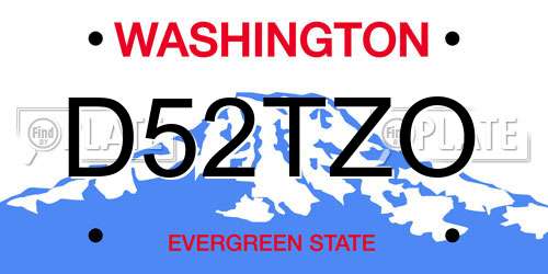 D52TZO Washington License Plate