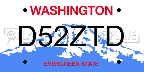 D52ZTD Washington License Plate
