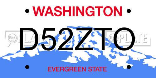 D52ZTO Washington License Plate