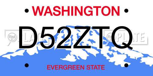 D52ZTQ Washington License Plate