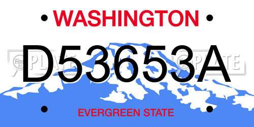D53653A Washington License Plate