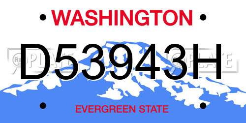 D53943H Washington License Plate