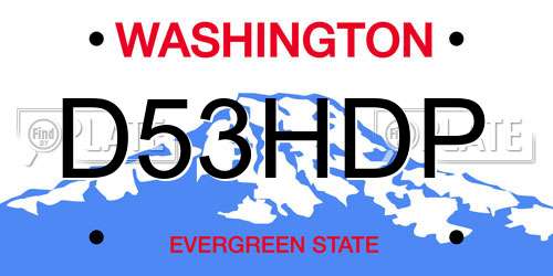 D53HDP Washington License Plate