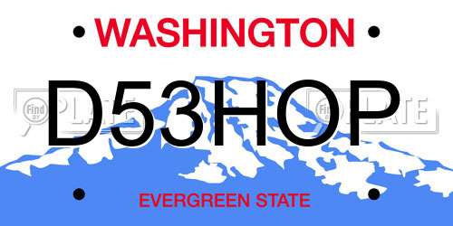 D53HOP Washington License Plate