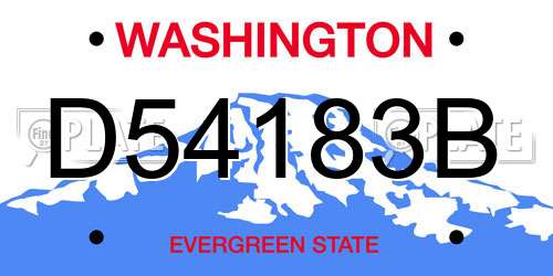 D54183B Washington License Plate