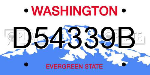 D54339B Washington License Plate
