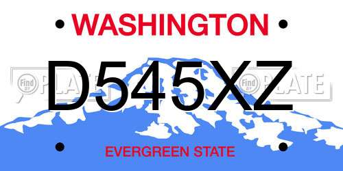 D545XZ Washington License Plate