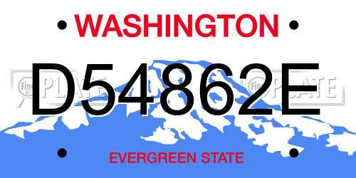 D54862E Washington License Plate